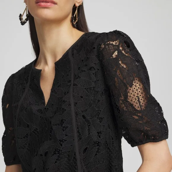 Plus Size - Chico's Black Lace Midi Dress - Picture 5 of 9